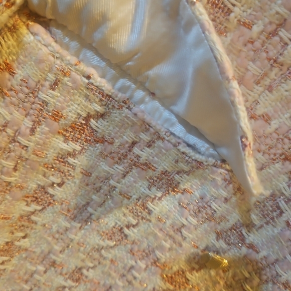 Zara Double Breasted Tweed Blazer Jacket Houndstooth  Siz LGold Buttons Two Fr - Picture 14 of 15